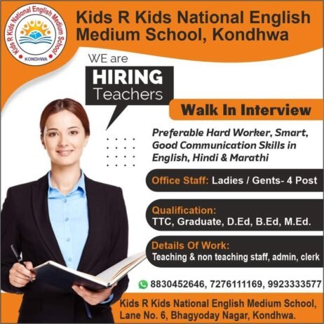 Teachers job in ! Kids R Kids National English Medium School, Kondhwa