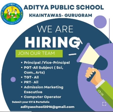 Teachers Jobs Aditya Public School, Khaintawas, Gurugram Haryana