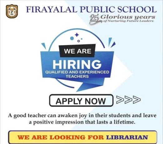 Opening Job for Teachers at FIRAYALAL PUBLIC SCHOOL in Ranchi, Jharkhand