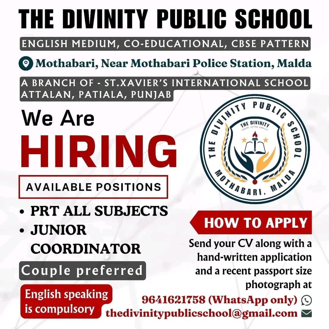 Teaching Job at The Divinity Public School, Mothabari, Malda