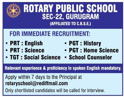 Teachers job in ! ROTARY PUBLIC SCHOOL in Gurugram, Haryana