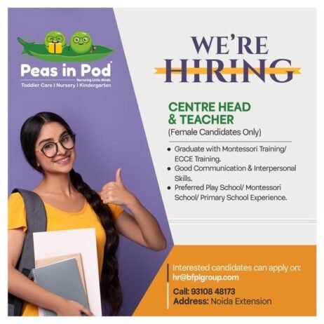 Teacher Job in Peas in Pod Nurturing Little Minds, Noida, Uttar Pradesh