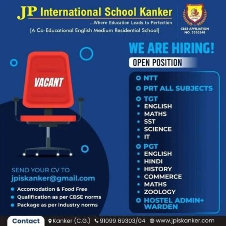 Teacher Job at JP International School, Kanker, Chhattisgarh (JPIS)