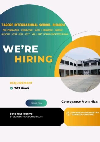 Job Opening in Tagore International School, Bhadra, Rajasthan