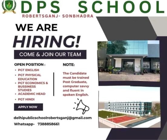 Job Opening in DPS School,  Sonbhadra, Uttar Pradesh