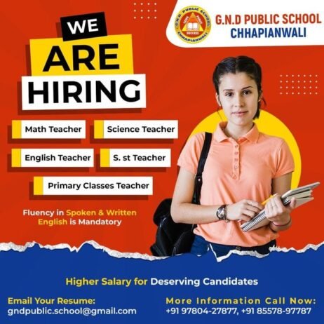 Job Opening in G.N.D Public School, Chhapianwali, Punjab