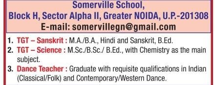 Teacher Job in Somerville School, Noida, Uttar Pradesh