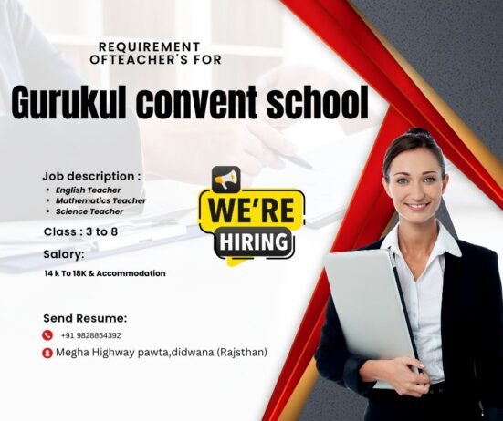 Teacher Job in Gurukul Convent School, Didwana, Rajasthan