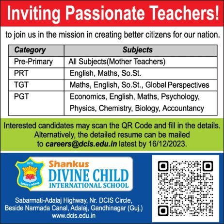 Teacher Job in Divine Child International School, Gandhinagar, Gujarat