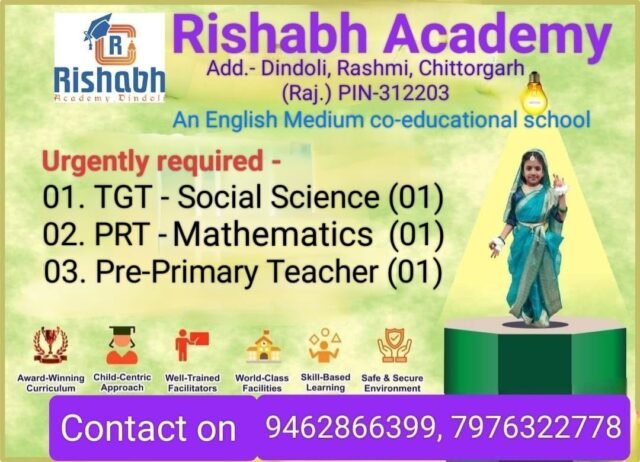 Teachers job in ! Rishabh Academy in Chittorgarh  (Raj.)