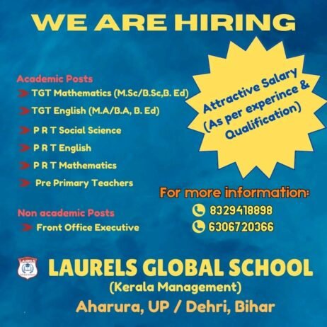 Job for Teachers at  LAURELS GLOBAL SCHOOL in Ahraura, Uttar Pradesh