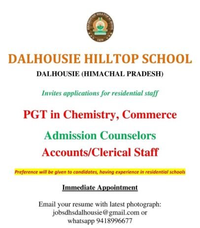 Job for Teachers at DALHOUSIE HILLTOP SCHOOL in Dalhousie, Himachal Pradesh