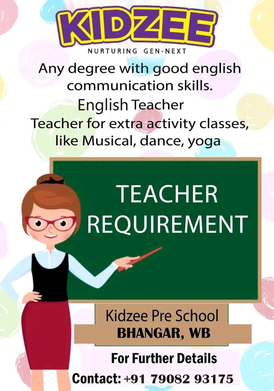 Teaching Opportunities at Kidzee Pre-School, Bhangar, WB