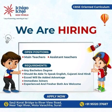 Teachers job in ! Ichigo Ichle KIDZ WORLD in Surat, Gujarat