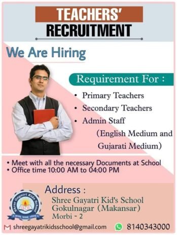 Teachers job in ! Shree Gayatri Kid’s School in Rajkot, Gujarat