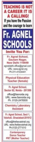 Teachers job in Fr. AGNEL SCHOOLS , New Delhi