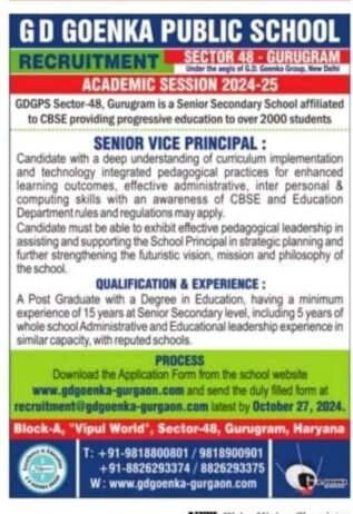 Job Opportunity at GD Goenka Public School, Gurugram