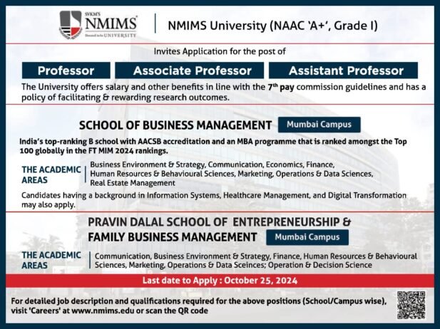 Career Opportunities at NMIMS University – A Leading Name in Education