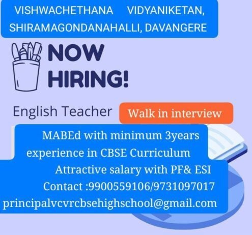 Job Opportunity at Vishwachethana Vidyaniketan, Davangere