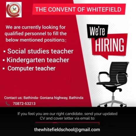 Teachers job in ! THE CONVENT OF WHITEFIELD in Bathinda, Punjab