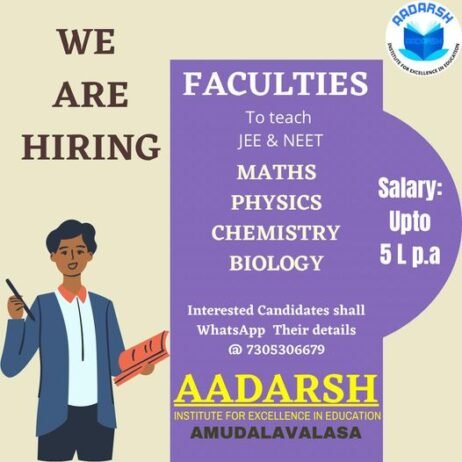 Job Opportunity at Aadarsh Institute for Excellence in Education, Amudalavalasa Andhra Pradesh