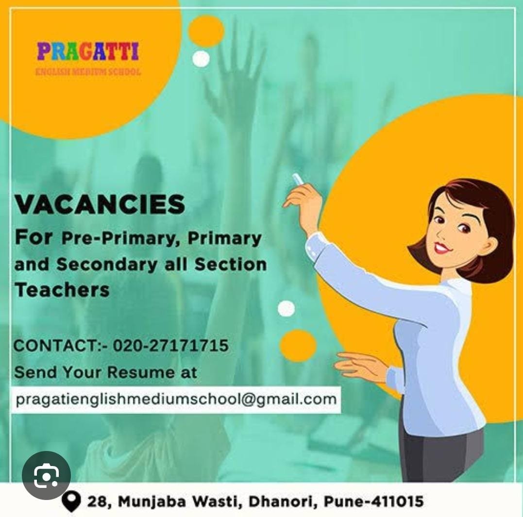 Teachers jobs Pragatti English Medium School , Pune, Maharashtra