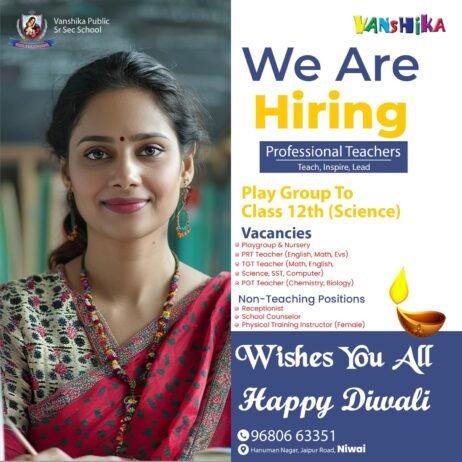 Teaching and Non-Teaching Opportunities at Vanshika Public Sr. Sec. School, Niwai ,Rajasthan!