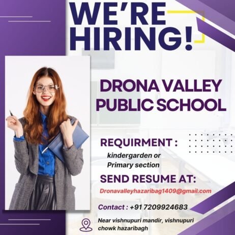 Teacher Job in Drona Valley Public School, Hazaribagh, Jharkhand