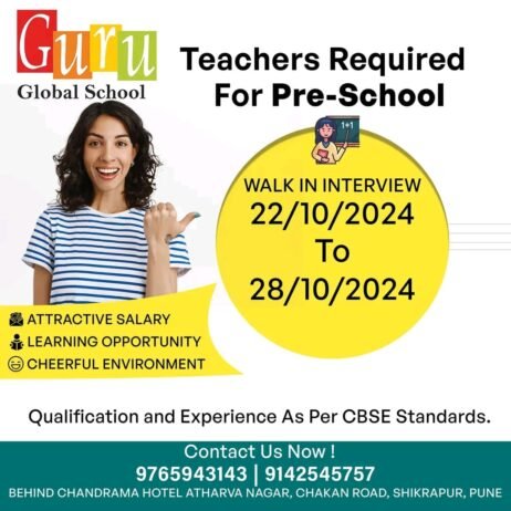 Teacher Job in Guru Global School,  Pune, Maharashtra