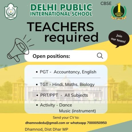 Teacher Job in Delhi Public International School, Dhar, Madhya Pradesh