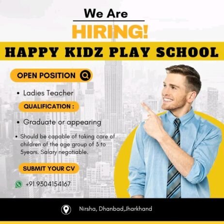 Job for Teachers at HAPPY KIDZ PLAY SCHOOL in Dhanbad, Jharkhand