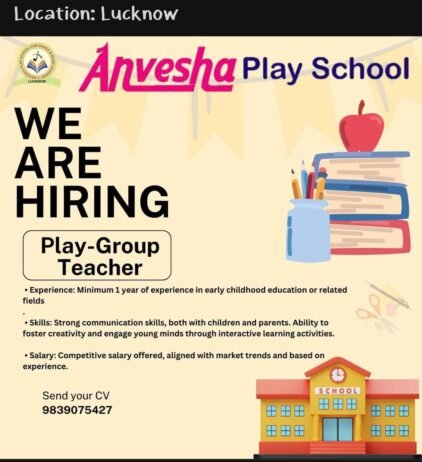 Opening Job for Teachers at Anvesha Play School in Lucknow, Uttar Pradesh