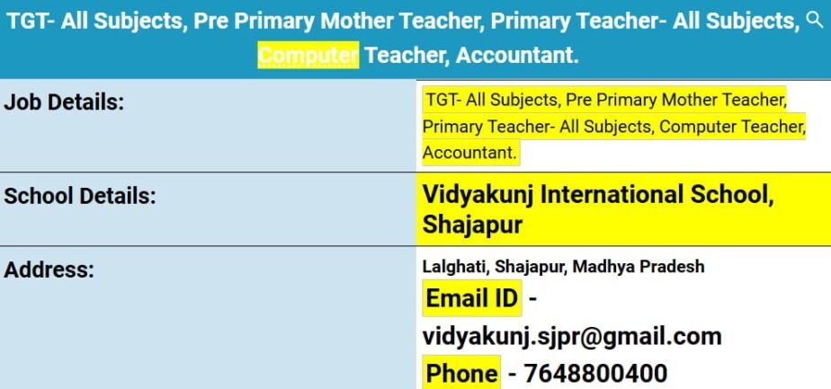 Job for Teachers at Vidyakunj International School in Moolikheda, Madhya Pradesh