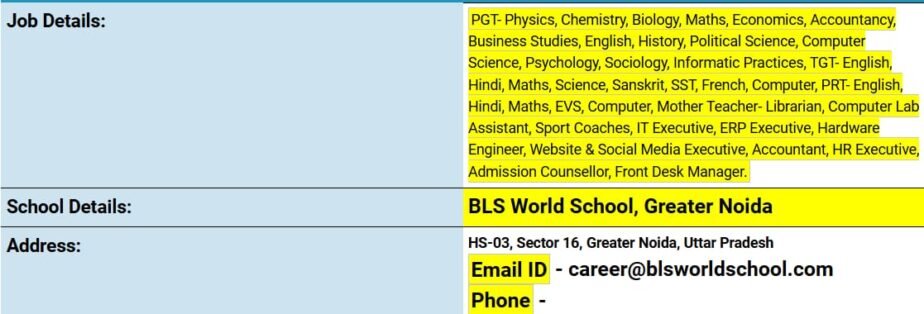 Job Opportunities at BLS World School, Greater Noida