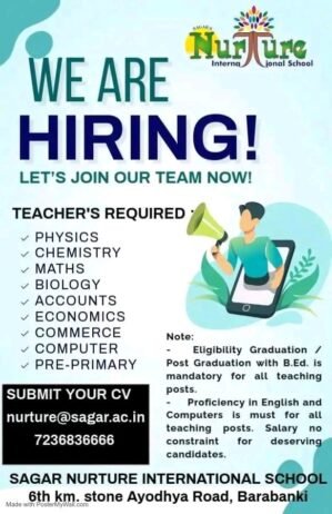 Teachers job in ! Nurture international school in Barabanki, Uttar pradesh