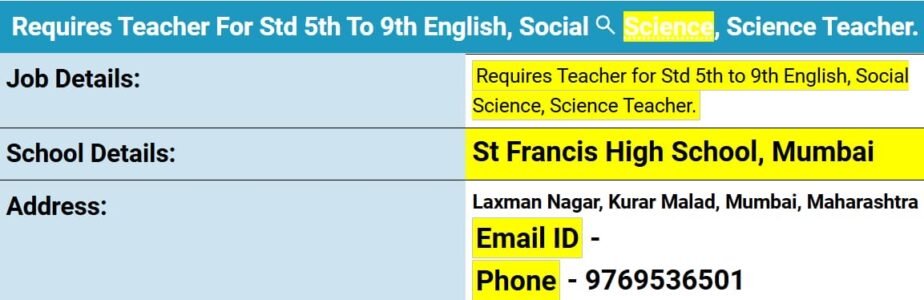 Exciting Teaching Opportunities at St. Francis High School, Mumbai – Join Our Team!