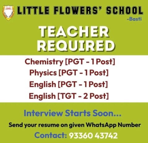 Teacher jobs at Little Flowers’ School Basti, Uttar Pradesh