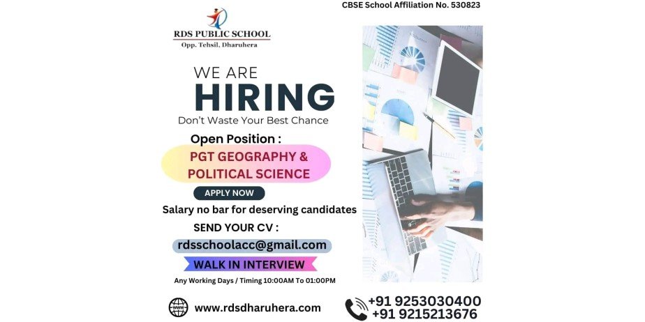 Teacher jobs at RDS Public School, Dharuhera, Haryana