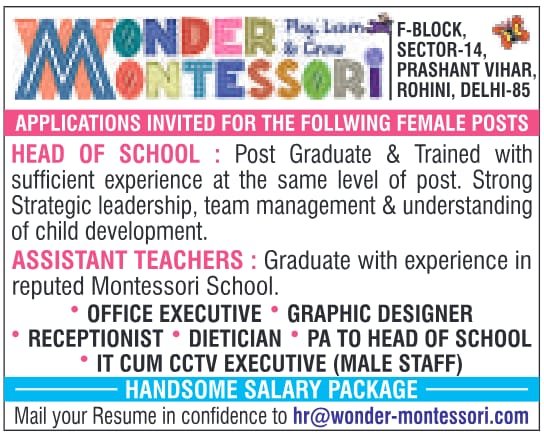 Teacher Job in Play Learn Montessori, New Delhi, Delhi