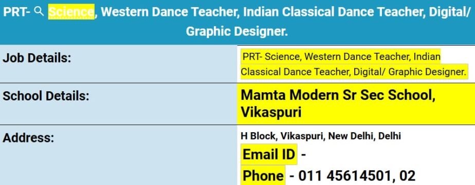 Career Opportunities at Mamta Modern Sr. Sec. School, Vikaspuri, New Delhi