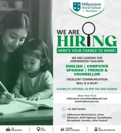 Job for Teachers at Millennium World School in Amroha, Uttar Pradesh