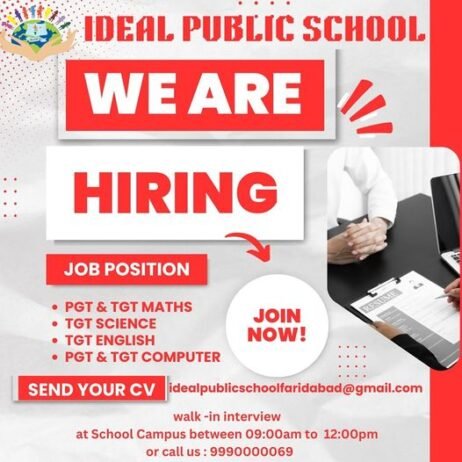 Teachers jobs  at Ideal Public School, Faridabad,Haryana!