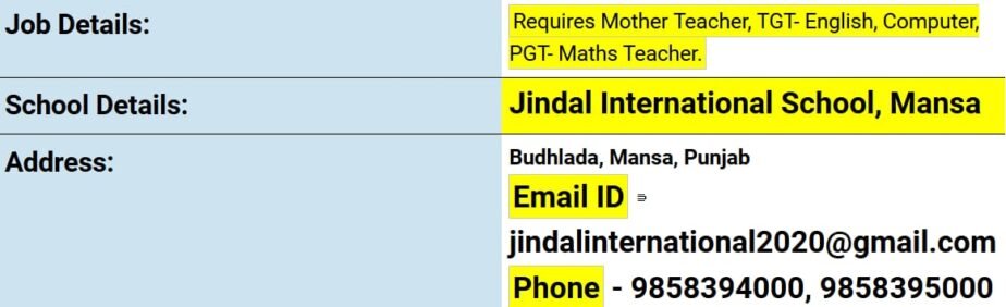 Jindal International School, Mansa, Punjab