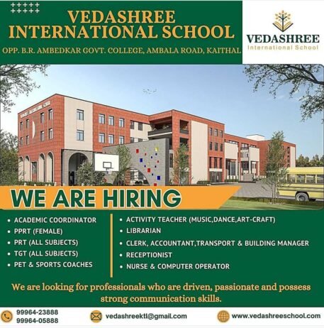 Job opportunity in Vedashree International School, Kaithal, Haryana