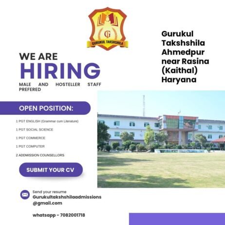 Job for Teachers at Gurukul Takshshila in (Kaithal), Haryana