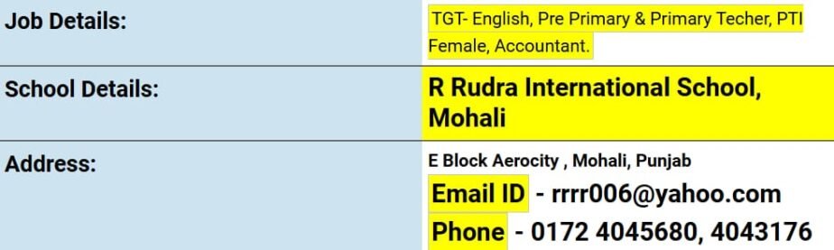 Exciting Teaching Opportunities at R Rudra International School, Mohali