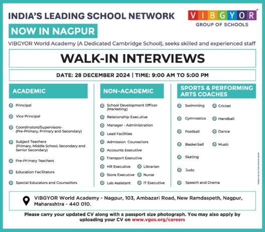 Exciting Teaching Job Opportunities at VIBGYOR World Academy, Nagpur