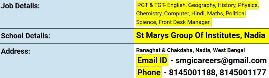 Exciting Career Opportunities for Teachers at St. Mary’s Group of Institutes, Nadia, West Bengal