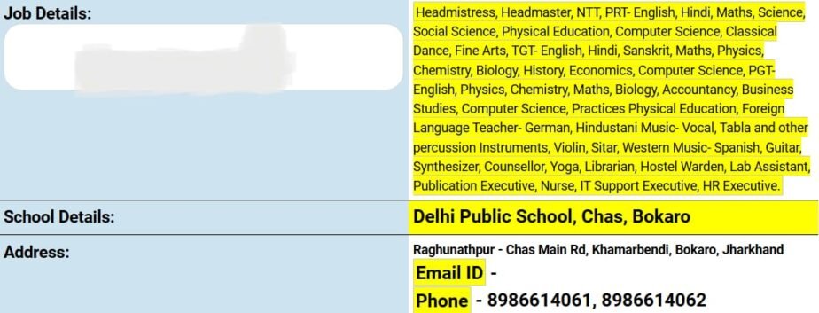 Teachers job at Delhi Public School Chas Bokaro, Jharkhand