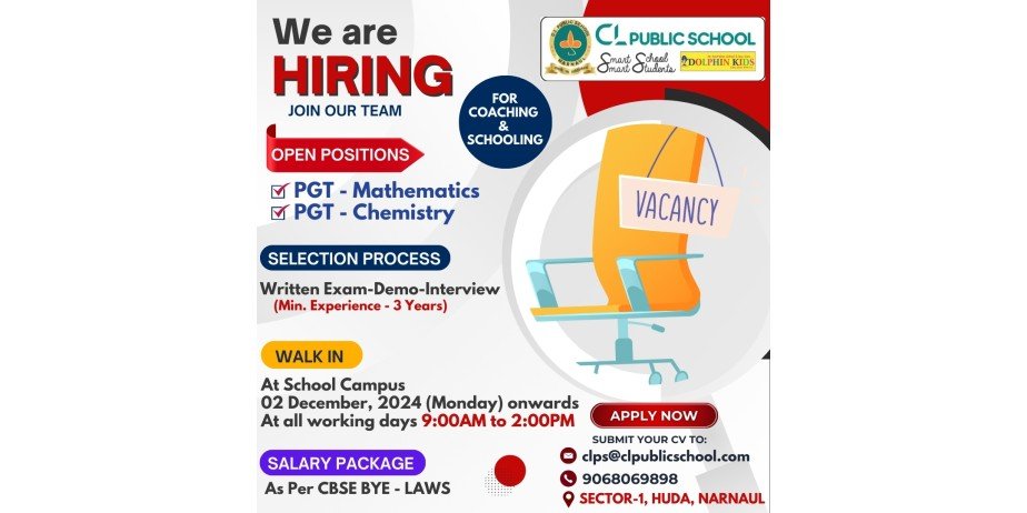 Teacher jobs at CL Public School, Narnaul, Haryana